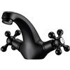 Peppermint Rubinetto miscelatore per lavabo vittoriano nero rubinetti da bagno con doppia leva a croce, rubinetti tradizionali per lavabo da bagno vintage a collo di cigno, nero opaco