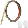 QUARKZMAN Modanatura Adesiva con Guanto Bordo Decorativo 0,4x 9,8 Piedi | Buccia Oro Specchiata e Attacca, Acciaio Inossidabile, per Specchio Parete