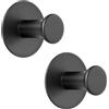 SAYAYO Ganci Adesivi Ganci Portasciugamani Nero in Acciaio Inox Gancio Appendiabiti da Parete Ganci Accappatoio Bagno Senza Foratura Appendi Strofinacci per Cucina, 2 Pezzi