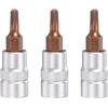 QUARKZMAN 3 Pezzi T20 Attacco A Bussola Torx 1/4 Attacco Quadrato Metrico S2 E Acciaio CR-V Chiave A Cricchetto Per Bussole Bit Di Grado Industriale Argento Rosso