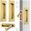 UFURMATE 1 x maniglia per porta da incasso e 2 x maniglie per bordi da 6 pollici, set di maniglie per porta da incasso in acciaio inox per porta scorrevole per armadio (oro