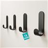 LINKWAY 12 ganci adesivi extra forti, colore nero opaco, autoadesivi, senza fori, per bagno, cucina e guardaroba