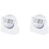 A2ZWORLD 2 Pezzi Sensore di Movimento PIR 180° da Esterno e Interno IP44, Rilevatore a Infrarossi Orientabile da Parete o Soffitto, Sensore Crepuscolare per Luci LED Max 300W e Alogene Max 1200W, Bianco
