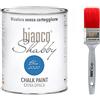 bianco Shabby CHALK PAINT Blue (2020) per Mobili e Pareti - Pittura Shabby Chic Vintage EXTRA OPACA (1 Litro) + 1 Pennello Professionale (40 mm)