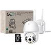 GeDi - Telecamera Wi-Fi PTZ Dome 1080p 4 LED IR e 4 LED Array Per Videosorveglianza di Sicurezza Esterna Con APP ICSee Rilevamento Movimento Allarme PT-01 Con Slot Memoria SD (Con Memoria 128GB)