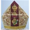 The Church Shoppe Nuova Mitra Dorata Metallizzata The Church Shoppe Con Ricamo Tre Cuori Santi