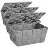 WENKO Cestino con coperchio Adria grigio, Polipropilene, 19 x 10 x 14 cm, Grigio (Confezione da 3)