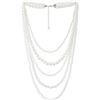COOLSTEELANDBEYOND Multi-Fila Bianco Perla Statement Collana Collare Perlina Charms Pendente, Abito da Sera Nozze Nuziali Festa