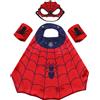 NONE Set di costumi da supereroe dei cartoni animati per ragazzi e ragazze, Halloween, mantello e maschera di ragno con cinturino