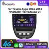 Podofo 6 + 128G Autoradio Per Peugeot 107 Toyota Aygo Citroen C1 2004 - 2014 Wireless CarPlay Android Auto GPS Lettore Multimediale