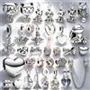 NONE Vendita calda Charms Rosa scintillante in fioritura Perline con fiocco a forma di cuore di coniglio oversize adatte per bracciale serpente in argento 925 originale regalo gioielli fai da te
