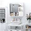 HOMCOM Specchio da bagno HOMCOM con ripiani - 2 ripiani laterali + grande ripiano inferiore - Kit di installazione fornito - MDF Bianco