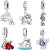 Orstarry Ciondolo Orstarry in Argento Sterling S925 a Forma di Granchio, Cavalluccio Marino, Granchio Ermita, Tartaruga, Delfino per Braccialetti, Creazione di Gioielli Fai-da-Te, Regalo