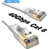UGOURD Nuovo Cavo Ethernet Cat8 Bianco 40Gbps, Cavo di Rete Piatto Schermato RJ45 Cat 8, Cavo Internet ad Alta Velocità in Rame Puro