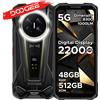 DOOGEE V Max 2 5G Telefono Rugged con Dimensity 8300, Batteria da 22000mAh, 48GB RAM (16+32), 512GB ROM, Doppia Luce da Campeggio, Display Posteriore Multifunzione da 1.05'', Fotocamera Principale da