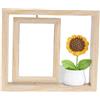 DFGBAPKBL Girevole Cornici Cornice for foto girevole su entrambi i lati in materiale di legno con fiori e piante in vaso for visualizzare da 6 pollici(Color 1)