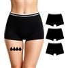 NoBlood - Set di 3 Boxer mestruali Comodi in Cotone, Ideali Notte, Sport & Primo Ciclo, Flusso Molto Abbondante (Neo-Pack, Nero, 3XL)