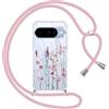 Yoedge Cover con Cordino per Google Pixel 10 6,3, Trasparente Aesthetic Disegni Fiori Custodia con Collana Tracolla Laccio Collo, Sottile TPU Silicone + PC Antiurto Protettiva Case per Pixel 10,03