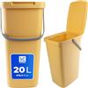 KADAX - 20 l - Pattumiera con Coperchio e Manico, in plastica, per la Raccolta dei rifiuti, Rettangolare, con Coperchio Ribaltabile - Giallo