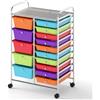 GIANTEX Carrelli Porta Oggetti, con 10+5 Cassetti Impilabili, 2 Ruote Bloccabili, Braccioli Metallici, Portabile e Pratico, per Ufficio, Studio, Cucina,Bagno, 5 Colori Disponibili, 62,5x37x87 cm