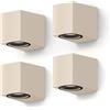 CALEX Applique Sanremo, per esterni & interni, attacco GU10, forma rettangolare, LED Downlight, impermeabile, senza lampadina, Sabbia, 4-Pack