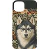 Vintage Dog Designs Custodia per iPhone 15 Plus Husky siberiano bianco e nero con occhi azzurri