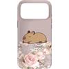 Animal Print Cute And Fun Custodia per iPhone 17 Pro Max Lazy Capybara Sleepy Floral Pastello Beige Marrone Elegante Rosa