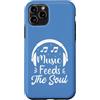 Retro Music Design Custodia per iPhone 11 Pro Music Feeds The Soul Cuffie Amante della musica