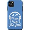 Retro Music Design Custodia per iPhone 11 Pro Max Music Feeds The Soul Cuffie Amante della musica