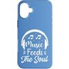 Retro Music Design Custodia per iPhone 16 Plus Music Feeds The Soul Cuffie Amante della musica