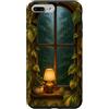 Sarcastic Trainer Parent Teacher Humor C Custodia per iPhone 7 Plus/8 Plus Accogliente finestra piovosa con foglie di Pothos e lampada calda