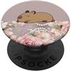 Animal Print Cute And Fun Lazy Capybara Sleepy Floral Pastello Beige Marrone Elegante Rosa PopSockets PopGrip Adesivo