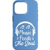 Retro Music Design Custodia per iPhone 16 Pro Music Feeds The Soul Cuffie Amante della musica