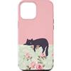 Animal Print Cute And Fun Custodia per iPhone 12 Pro Max Gatto pigro Floreale Rosa Verde Rose