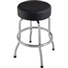 ROCKTILE Sgabello Barstool per chitarra, elegante, seduta rotonda girevole in pelle sintetica nera, altezza 62 cm, poggiapiedi a 26 cm, struttura cromata in acciaio.