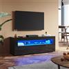 SUNXURY Mobile TV lucido con illuminazione a LED, 120 x 40 x 45 cm (larghezza x profondità x altezza), per soggiorno, moderno, in legno, colore nero