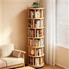 Dexinhdh Libreria Girevole In Legno A 6 Livelli, Espositore Organizzatore A 360° Con Ruote, Scaffale Organizzatore Lazy Susan Con Piatto Girevole In Acciaio Inox Per Studio E Ufficio(A)