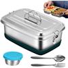 PORFOYO Porta Pranzo in Acciaio Inossidabile 2000ML, Contenitore per il Pranzo Doppio Strato con 3 Scomparti, Lunch Box Doppio Strato Ermetica con Guarnizione Antigoccia per Scuola, Ufficio e Picnic
