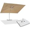 PURPLE LEAF Ombrellone da Esterno 3 x 4 m con Base, Ombrellone Decentrato in Alluminio Tela 240 g/m² Protezione UPF 50+, Inclinabile e Rotabile a 360° per Giardino Balcone Terrazzo Piscina, Beige