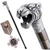 CZMYCBG Bastone da Trekking Silver Leopard, Bastone da Passeggio in Resina in Stile Britannico, Bastone di Lusso Creativo e Alla Moda per Giovani, Elegante Bastone da Passeggio per Esterni