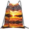 cchgnm Sea Lighthouse In Sunset stampa leggera e pieghevole coulisse borsa da palestra, borsa multifunzionale per sport, yoga, viaggio