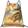 cchgnm Sunset borsa da palestra con stampa di palme hawaiane, leggera e pieghevole, borsa multifunzione per sport, yoga, viaggio