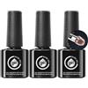 Generico Smalto Gel Base in Fibra di Vetro,Smalto Base In Gel Trasparente Con Fibra Di Vetro E - 3 Pezzi Cura UV LED Manicure Casa e Viaggio