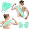 AYBUY Set Guanto Scrub Corpo, 2 Guanti Esfolianti e 1 Scrubber per la Schiena, Panno Esfoliante Corpo Asciugamani Esfolianti per il Corpo Unisex, Guanti Esfolianti per Esfoliante/Doccia/Spa (Verde)