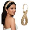BUYOGET Cerchietto intrecciato biondo chiaro, 5 fili, capelli sintetici, trecce intrecciate, regolabile, elastico per donne