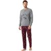 Viterbo Biancheria Pigiama Uomo Caldo Cotone Interlock LMW00135 Manica Lunga Grigio Melange/Rosso Autunno Inverno (M)