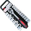 SIO Set di chiavi a bussola e cricchetto da 1/2, 19 pezzi, 8-32 mm, set professionale CR-V con cricchetto reversibile, bussole esagonali incise, manico antiscivolo, kit officina meccanica