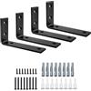 SAYAYO Staffe per Mensole Pesanti Nero Staffe a L Angolari Supporti 12.5CM | Staffa Angolare Reggimensola da Parete, per Garage Cucina Soggiorno, 4 Pezzi, 125 x 75 MM, Spessore 5 MM, Carico 50KG