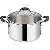 Lagostina Tempra Acciaio Casseruola Fonda e Coperchio, Casseruola Ø 24 cm in Acciaio Inox 18/10 + Coperchio in Vetro, con Fondo Lagotherm e Maniglie in Silicone