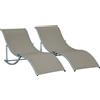 Set 2 Sdraio Da Giardino Pieghevoli, Lettino Prendisole In Alluminio E Textilene, 61x165x63cm